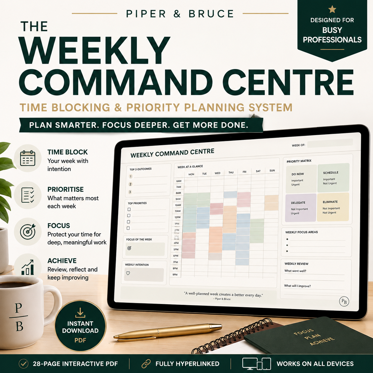 The Weekly Command Centre: Time Blocking & Priority Planner