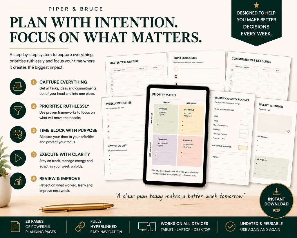 The Weekly Command Centre: Time Blocking & Priority Planner