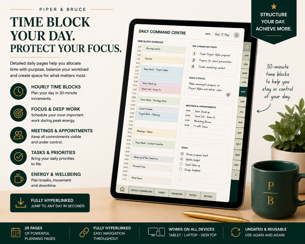 The Weekly Command Centre: Time Blocking & Priority Planner