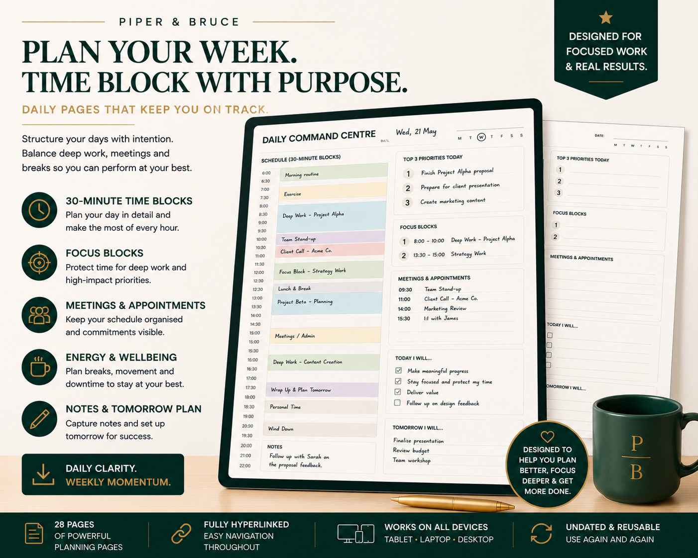 The Weekly Command Centre: Time Blocking & Priority Planner